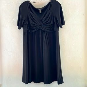 LBD! Short-sleeved twist-bodice stretch Little Black Dress 12 Petite